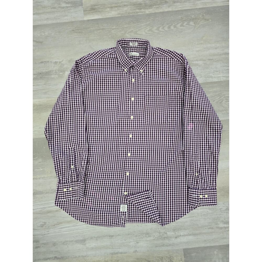 Peter Millar Nanoluxe Shirt Mens XL Purple Gingham Check Button Down LS READ